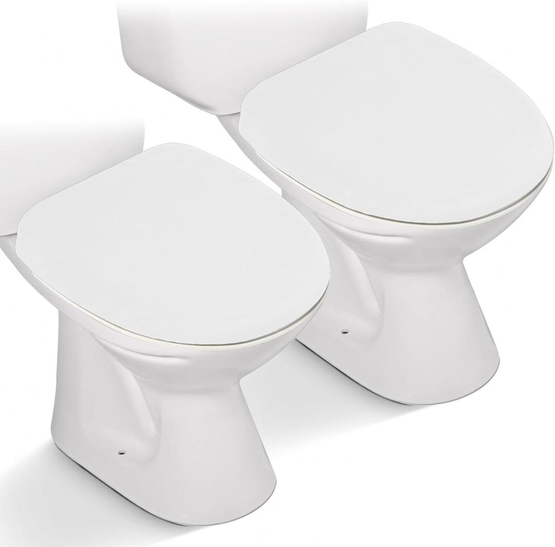 2pcs Toilet Lid Cover, Stretch Velvet Toilet Seat Cover for Bathroom, Ultra Soft Toilet Cover Luxury Velvet Machine Wash, Fits Most Round, Elongated and Oblong Lids, Bathroom Decor, White