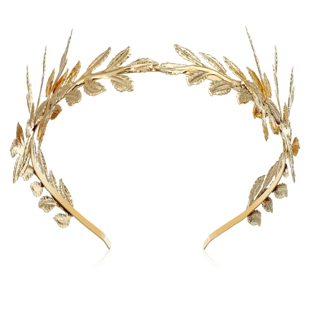 Golden Leaf Bridal Headband Baroque Headdress for Women Wedding Prom Party Hair Accessories 6.29X5.11X2.75In