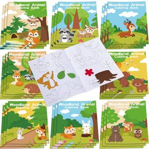 Faccito 24 Pack Mini Coloring Books for Kids Ages 1-3, Party Favor Coloring Books for Toddlers, Bulk Birthday Preschool Classroom Prizes Summer Activities(Woodland Animal)