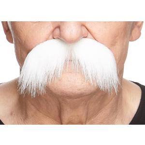 Mustaches Self Adhesive Walrus Fake Mustache, Novelty, Realistic False Facial Hair for Adults, Costume Accessory for Adults, White Color