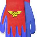 MidWest Gloves & Gear DCW100TH8 Wonder Woman Garden Toddler Gripper Gloves, Red Knit Liner/Blue Coating