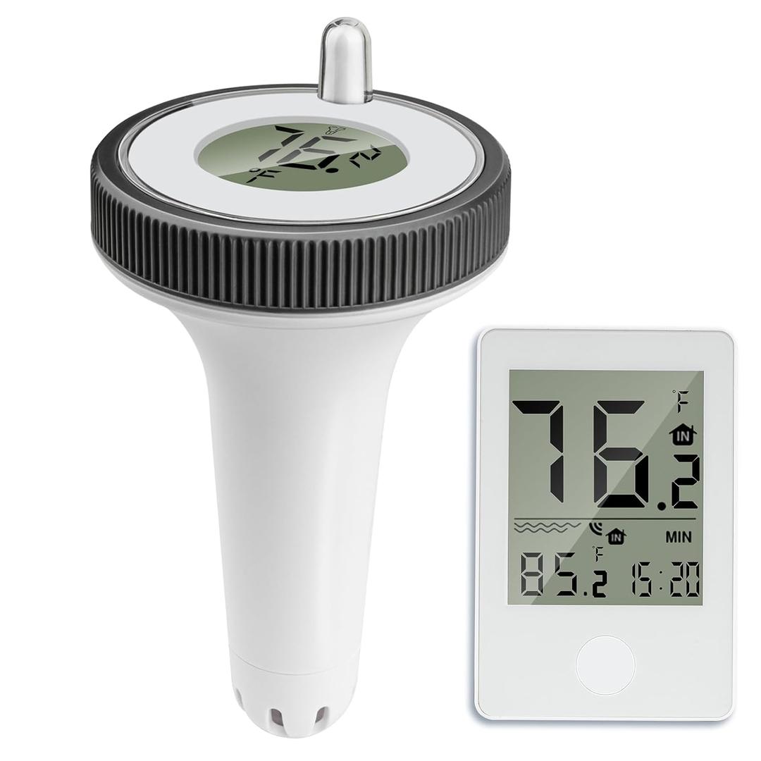 Pool Thermometer Floating Easy Read, Large Screen Digital Wireless Pool Thermometer, Waterproof Pools Water Thermometers, Floating Thermometer for Swimming Pools/Hot Tubs/Aquariums/Fish Tank