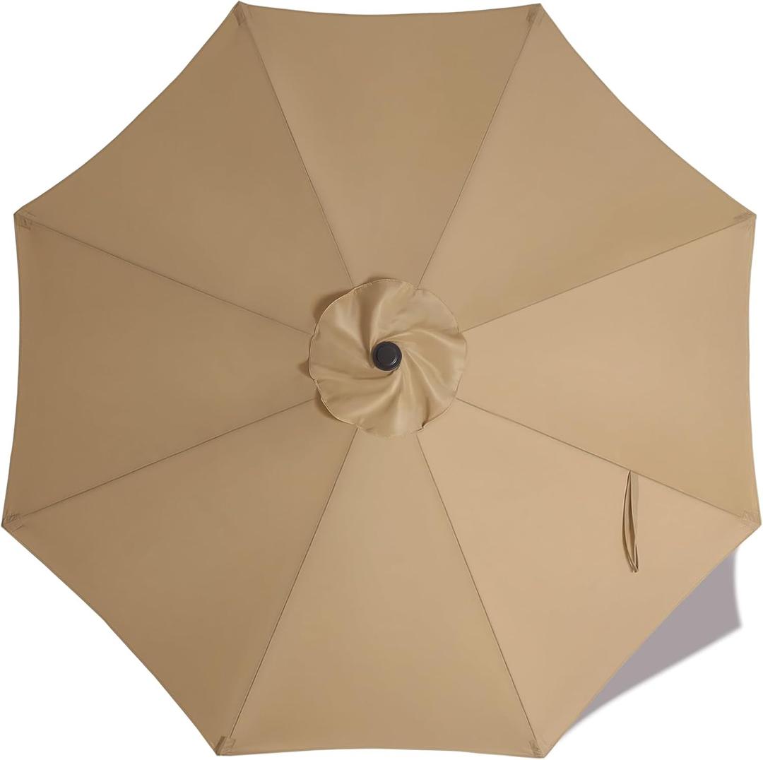 ABCCANOPY 7.5ft Outdoor Umbrella Replacement Top Suit 8 Ribs (Khaki)