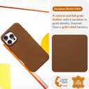LONLI Classic - Leather Case for iPhone 16 Pro Max - European Genuine Vele Leather, Phone Case, Smoothen and Soften Over Time - Dark Saddle Brown