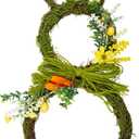 27 Inch Easter Wreath Artificial Easter Rabbit Wreath Spring Bunny Wreath for Front Door Easter Decorations with Pastel Eggs Carrots and Flowers for Home Decorations