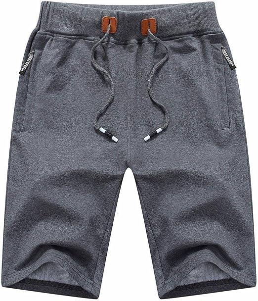 STICKON Mens Shorts Casual Classic Fit Drawstring Summer Beach Shorts with Zipper Pockets size M