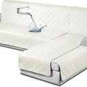 TAOCOCO Waterproof Sectional Couch Covers L Shaped Sofa Covers Chaise Lounge Cover 3pcs Reversible Sofa Covers for Sectional Sofa Pet Kids Furniture Protector with Elastic Straps(X-Large, Off White)