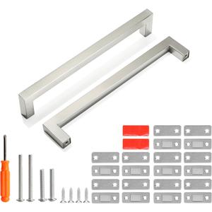 Cabinet Pulls Brushed Nickel Cabinet Handles 10 Pack 7-1/2 Inch Drawer Pulls and 10 Pack Cabinet Magnetic Catch, Stainless Steel Kitchen Door Cupboard Cabinet Handles, 192mm Hole Centers (7-1/2 inch Hole Centers(192mm))
