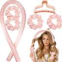 Satin Heatless Curling Set  Heatless Hair Curler for Women, Hair Curler to Sleep In - with 2 Satin Scrunchies for Overnight Curls  No Heat Damage Styling with Heatless Curler - Sunset Tie Dye