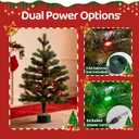 2FT Musical Rotating Prelit Small Christmas Tree, Artificial Tabletop Christmas Tree with 50 LED Lights, CE Certified, Battery or USB Cable Operated, Timer, Xmas Tree for Holiday Decoration, Green