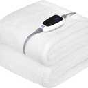 Sealy Electric Blanket Heated Throw 50"x60" Soft Double Sherpa Super Cozy with 6 Fast Heating Levels & 2-10 Hours Auto-Off, Over-Heat Protection, Machine Washable, Ivory