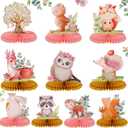 Yexiya 10 Pcs Woodland Animals Honeycomb Centerpieces 3D Table Topper Woodland Baby Shower Decorations for Floral Forest Theme Baby Shower Birthday Party Camping Decor