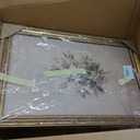 GarrbGrrl Vintage Framed Textured Painting Neutral White Floral Wall Art, 24"L x 16"W