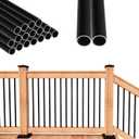 36"x 3/4 Aluminum Deck Balusters- Indoor Outdoor Metal Deck Railing Sprindles - Hollow Round Stair Spindles for Deck Porch - Matte Black Coated 10 Pack