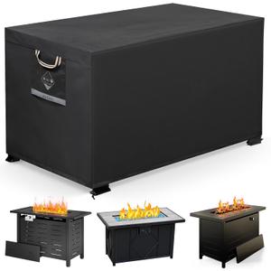 QH.HOME Fire Pit Cover Rectangular Super Waterproof 42" L x 24" W x 24" H, UPF 50+ Outdoor Fire Pit Table Cover 600D Strong Tear Resistant and Fading Resistant for Rectangular Fire Pit - Black