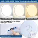 24 inch Dimmable LED Ceiling Light Fixture, Ultra Thin Flush Mount, 50W 5000LM, 3000K/4000K/6500K Selectable, White, Perfect for Bedroom, Kitchen, Dining Room, Living Room, Home Office, Hallway