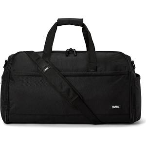 Halfday Convertible 2-in-1 Premium Garment Duffel Weekender Bag 45L: Wrinkle-Free Travel (Hanging Suit Compartment, Shoe Pockets, Trolley Sleeve), Balistic Nylon Carry-on, Jet