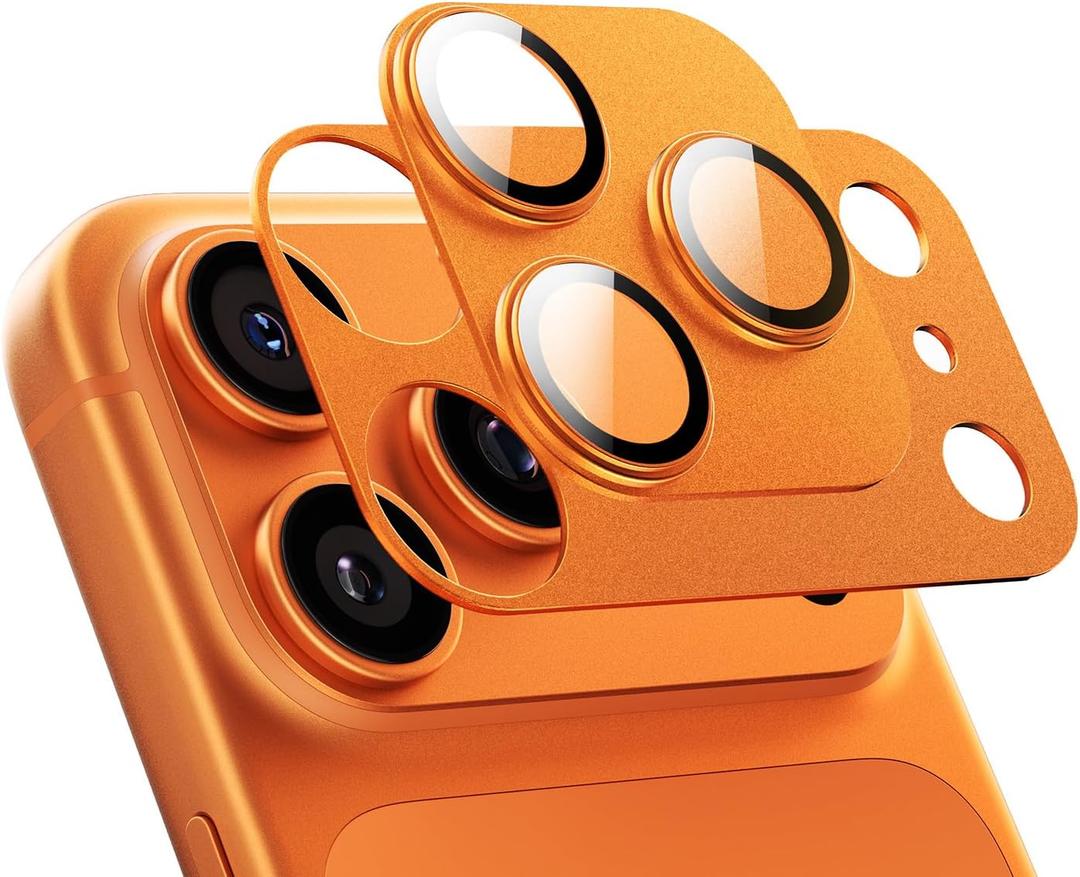 MAGIC JOHN for iPhone 17 Pro Max Camera Lens Protector 6.9'', HD Clear, Magnetic Tempered-Glass Lens Film, Ultra-Tough, Anti-Scratch, Case Friendly, 2 Pack, Orange
