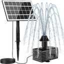Solar Fountain Kit Glass-No Battery, DIY 3.5W Solar Fountain Pump Works in Shadow, Solar Water Pump for Bird Bath, Water Feature,Garden, Outdoor-8 Nozzles,9.8ft Power Cord (White)