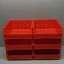 Akro-Mils 30235 AkroBins Plastic Storage Bins, Space-Saving Stackable Bins for Garage, Pantry, Craft Organization, 11" x 11" x 5", Red, 6-Pack