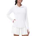 Runhit Women's UPF 50+ Sun Protection Long Sleeve Shirts 1/4 Zip Golf Athletic Quick Dry Workout Hiking Quarter Zip Pullover White 2XL