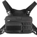Fitdom Tactical Inspired Lightweight Running Chest Pack For Men With Built-In Phone Holder. A Sports Utility Rig Vest Made For Workouts And Outdoor