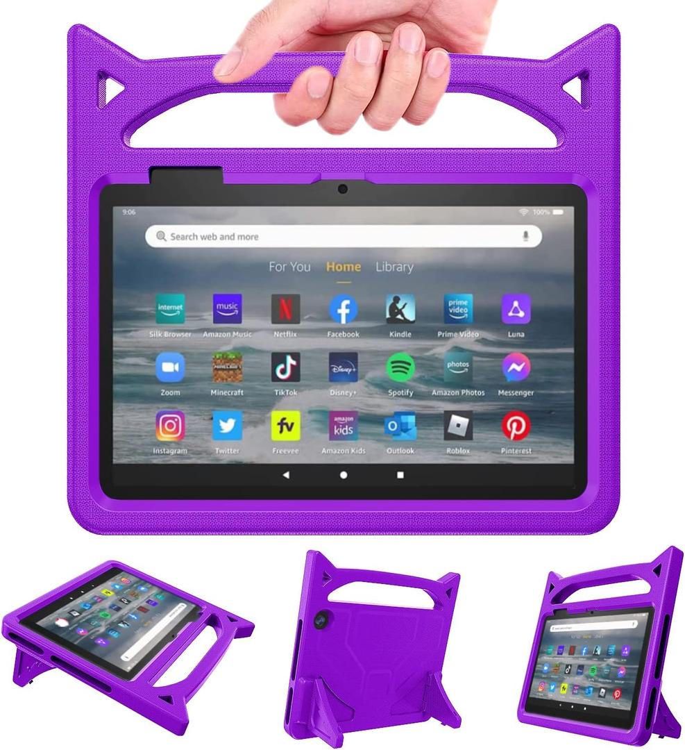7inch Tablet Case for Kids, Lightweight Shockproof Kid-Proof Cover with Handle Stand for 7 inch Tablet Kids Case Incompatible iPad Samsung Lenove TCL Onn 7inch Tablet (Purple)