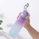 Motivational Water Bottle with Time Markers, 25oz, Gradient Blue & Purple, Leak-Proof Lid with Strap