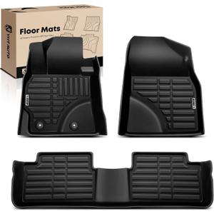 YHTAUTO All Weather Floor Mats Compatible with 2009-2013 Toyota Corolla Sedan, Automatic Transmission, TPE Floor Liners All-Weather Protection Custom Fit, 1st & 2nd Row, Set of 3