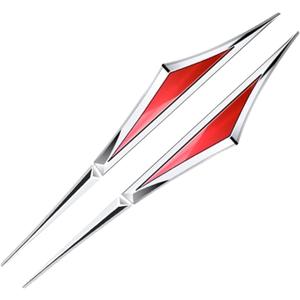 Pair 3D Metal Car Accessory Side Doors Blade Car Stickers Car Fender Side Wing Emblem Badge Zinc Alloy Sticker (Silver Red)