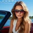 Joopin Big Womens Sunglasses Polarized Trendy Sun Glasses Large Rectangle UV Protection Rhinestone Sunnies (C06-diamond Black + Gradient Purple)