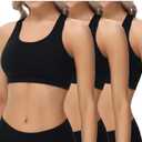 wirarpa Women's Bralette Cotton Racerback T-Back Bralettes Crop Top No Padding Light Support Pack of 3 Black XL
