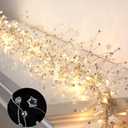 Riceshoot 2 Pieces Christmas Ice Wire Clear Garland with Light Wire Acrylic Crystal Garland Faux Diamond Beaded String Christmas Tree Ornaments Holiday Party Decoration (Star)