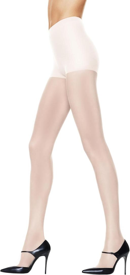 Hanes Women's Control Top Sheer Toe Silk Reflections Panty Hose, White, A/ A/ B