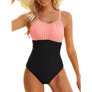 Modest One Piece Swimsuit Women Tummy Control 2026 Long Torso Slimming Bathing Suit Cute Floral Swim Suits (Yellow, S)