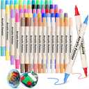 60 Colors Dual Tip Acrylic Paint Pens Markers Dual Tip Markers Art Canvas Kit Paint Brushes for Canvas Painting Drawing Graffiti Waterproof and Colorfast