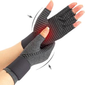 Copper Fit Gloves for Arthritis Hands & Carpal Tunnel Relief - Copper Gloves for Arthritis Hands for Women & Men (XL, Grey)