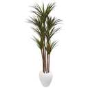 Nearly Natural 70in. Giant Yucca Artificial Tree in White Planter UV Resistant