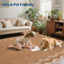 GarveeHome 2.6x10 Scalloped Washable Runner Rug for Kitchen, Soft Brown Long Hallway Runner Non Slip Entryway Rug Farmhouse Thin Laundry Mat Stain Resistant Carpet for Bathroom Beside Rug