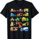 Construction Excavator for Boys Girls Men and Women T-Shirt (Small, Black)