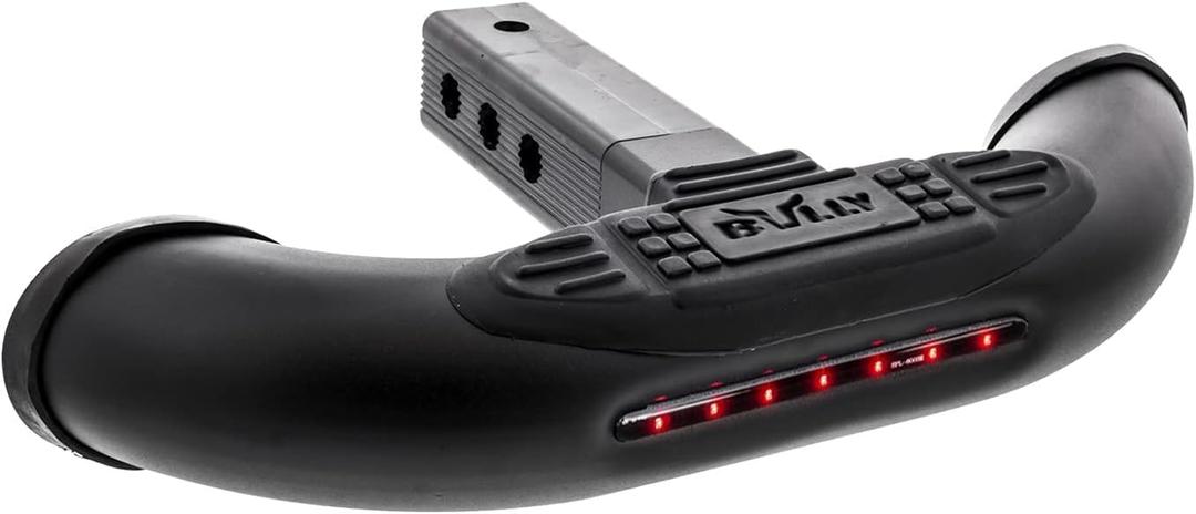 Black Bull Steel Hitch Step w/LED Brake Light  1.25" & 2" Receiver Fit  Works on Chevy Ford Toyota GMC Ram Jeep  350lb Capacity