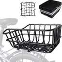 RAYMACE Bike Basket Rear with Cargo Net and High Reflectivity Waterproof Cover,Bicycle Baskets for Adult Bikes,Easy to Install and Large Capacity Bike Accessories