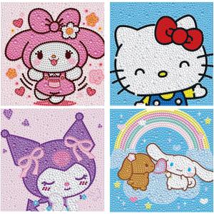 YSUNETER Diamond Painting Kits for Kids Beginner - 4 Pack DIY 5D Full Drill Diamond Art Kits for Children, Cute Animals Round Crystal Rhinestone Gem Art Crafts Home Wall Art Decor 5.9 x 5.9 Inches 