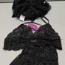 Avidlove Women Sexy Lingerie Set 3 Piece Lace Kimono Robe with Bra and Panty Sheer Sleepwear. SMALL