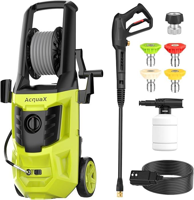 Electric Pressure Washer, 4500 PSI 3.0 GPM Power Washer with Hose Reel, High Pressure Washer with 4 Quick Connect Nozzles, Foam Cannon Car Wash Machine/Car/Driveway/Patio Clean