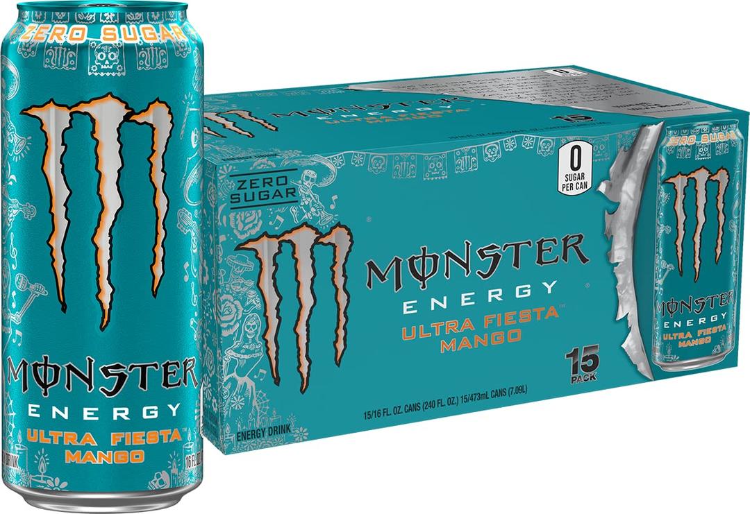 Monster Energy Ultra Fiesta Mango, Sugar Free Energy Drink, 16 Ounce | Pack of 15 (EXP 11/14/27)