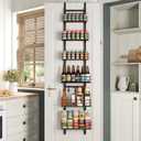 6-Tier Over the Door Pantry Organizer,Cabinet Door Organizer,Kitchen Pantry Door Organizers and Storage,Over the Door Spice Rack,Behind the Door Storage,Door Hanging Organizer,Black