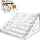 2 Pack 7-Tier Acrylic Card Display Stand, Versatile Sticker Display Rack Holder for Greeting Card Business Brochure Postcard Portable Card Display Shelf for Vendors Craft Trade Shows