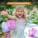 Sloosh Bubble Machine Gun W/Solution for Kids Ages 4-8, Light-Up Bazooka Rocket Shape Bubble Guns Blaster for Outdoor, Summer Toys Gifts, Party, Wedding, Easter (Purple)