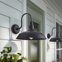 16 Inch Dome Barn Light for Porch, Large Gooseneck Outdoor Light Fixture for Farmhouse, Barn Style Exterior Patio Wall Lights for Garage, Black Outside Wall Sconce for Front Door, House